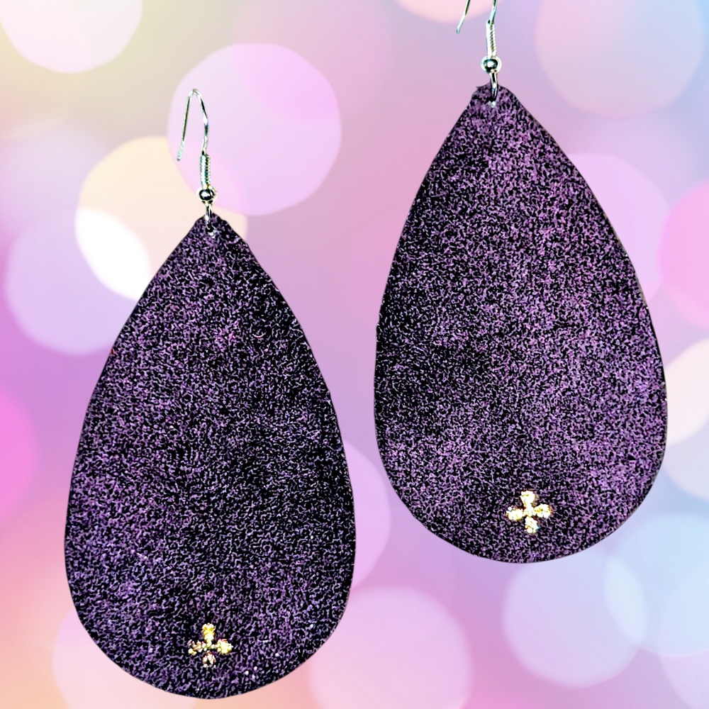 NWOT Nickel And Suede Purple Suede Teardrop Earrings Size Medium 2.5"